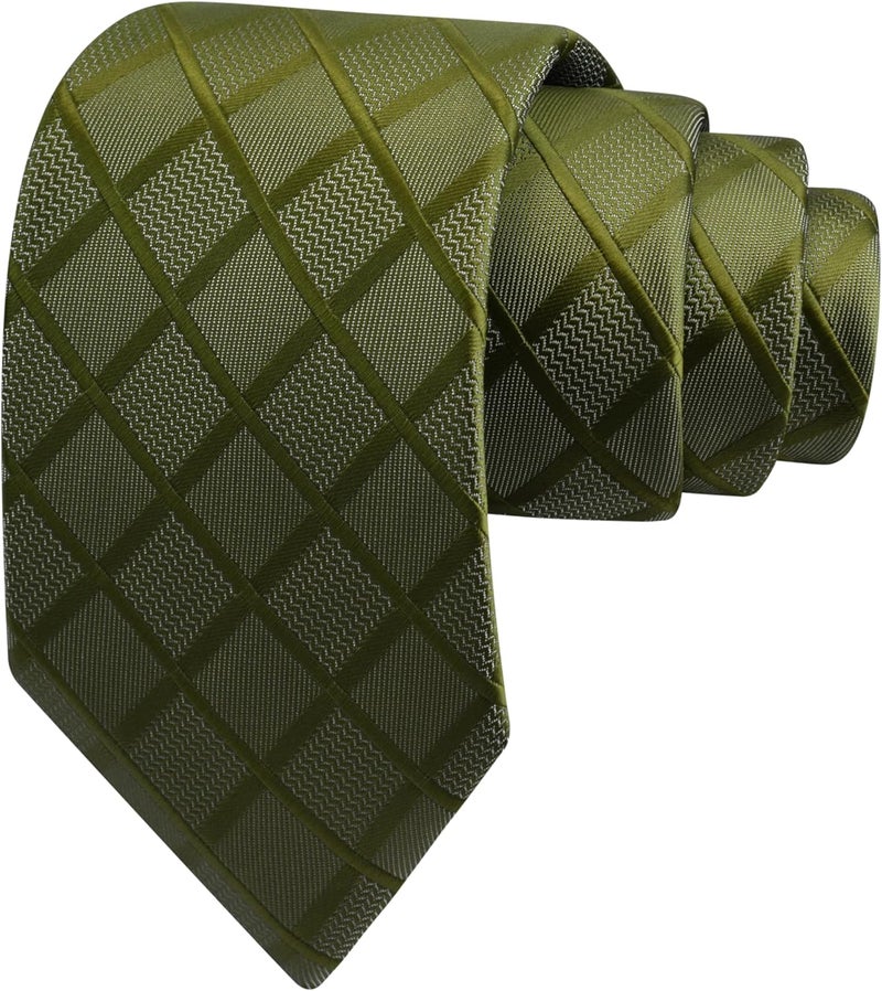 GUSLESON 3.15"(8cm) Fashion Solid Plaid Ties Mens Woven Jacquard Necktie for Wedding - Image 1